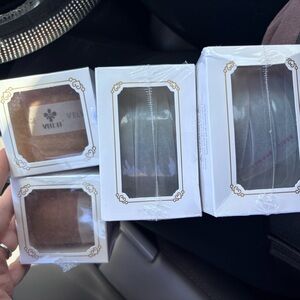 Velvet Cream and Gray Ribbon Set